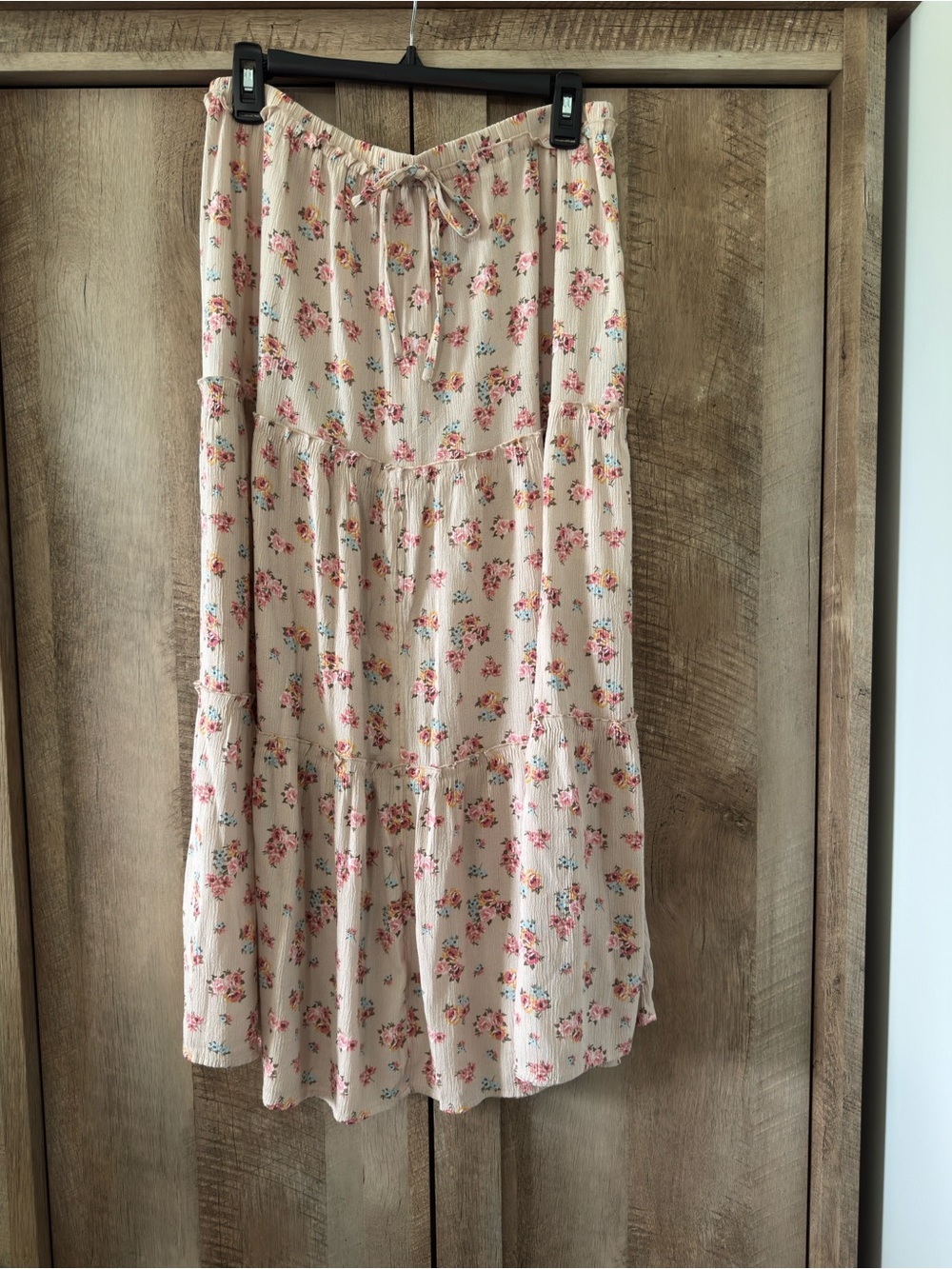 Celebrity Pink Cream Maxi Skirt with Pink Floral Print